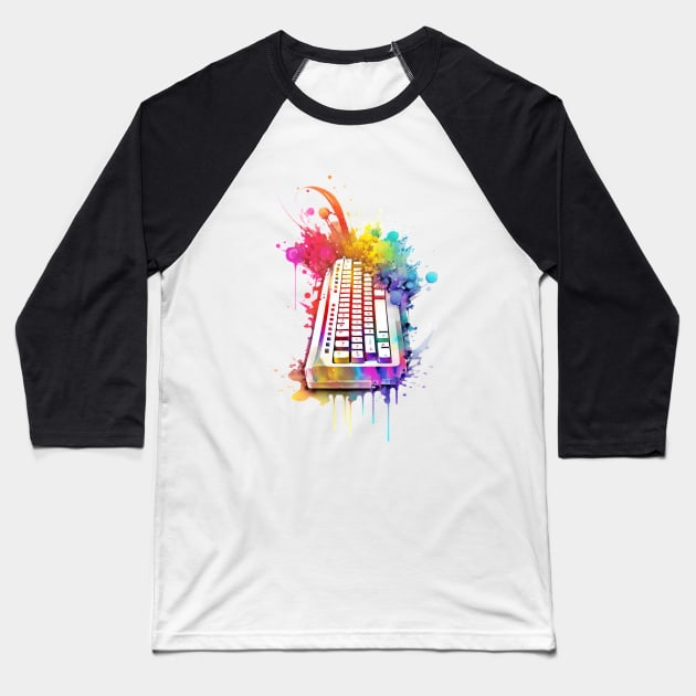 Colourful Keyboard - I love coding Baseball T-Shirt by SMCLN